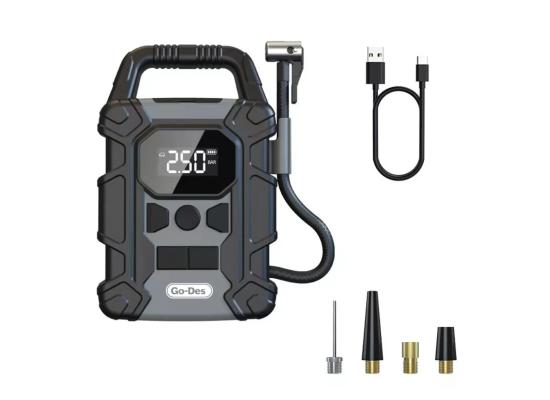 Go-Des Outdoor Power Bank 7500mah cordless Intelligent digital car tire air Inflator automatic real time air pressure detection